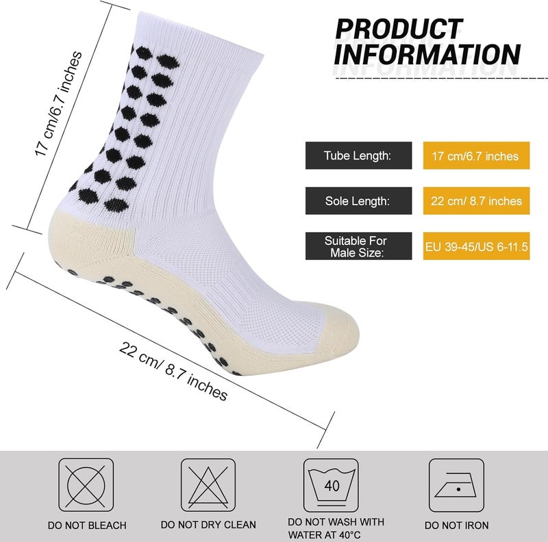 Ultrafun 3/5 Pairs Soccer Socks with Grip Pads Non Slip Football Basketball Sports Socks for Men Women - Image 2